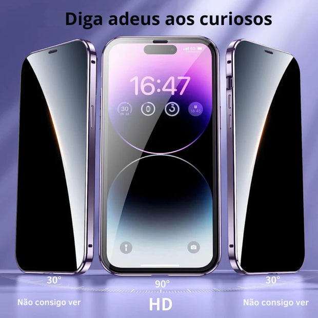 Case iPhone Magnética Blindada - Dupla Proteção 360º com Tela de Privacidade