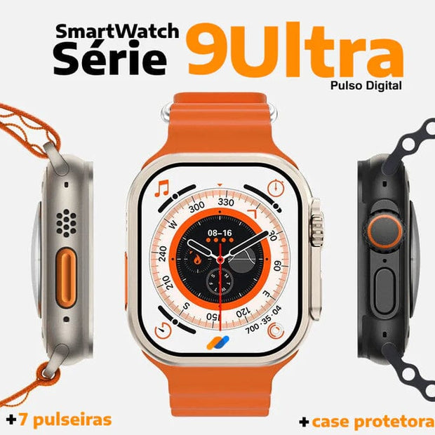 SmartWatch Serie 9 Ultra + Kit com 7 Pulseira (BRINDE!) + Case de Proteção (BRINDE!)