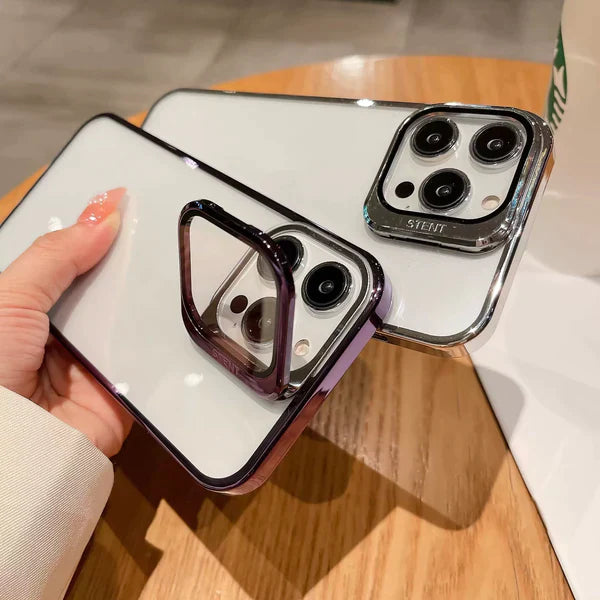 Capa para iPhone com suporte invisível e protetor de lente (Exclusiva🔥)